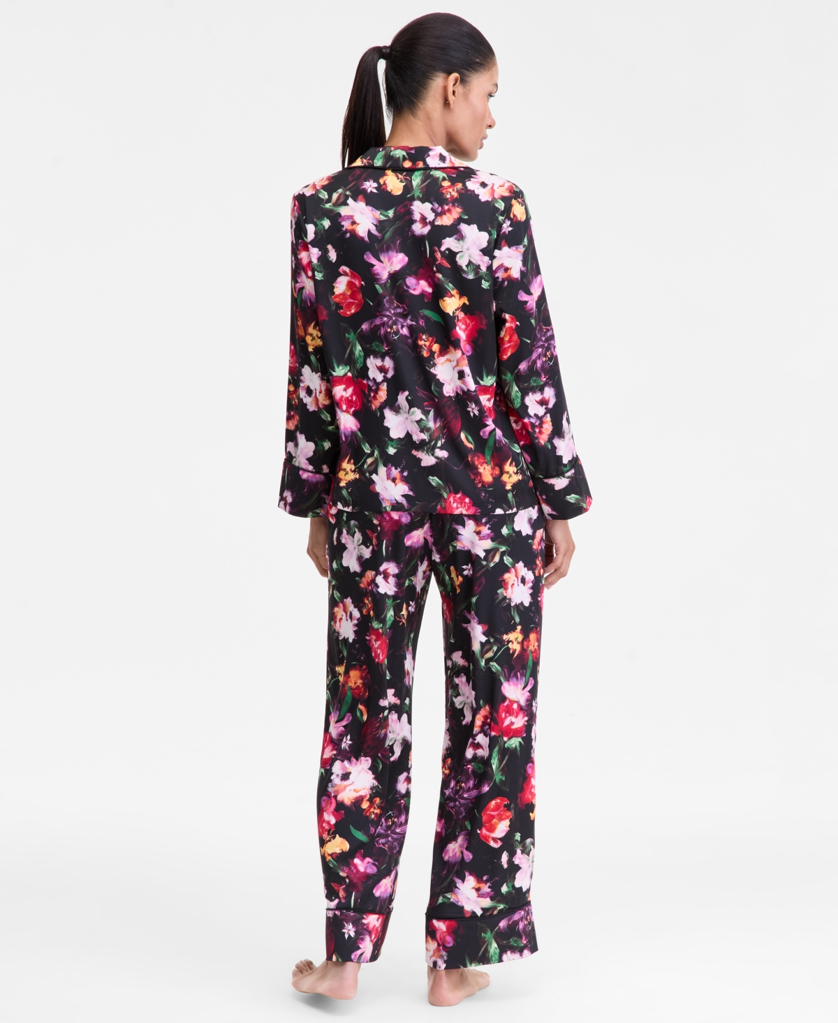 Inc International Concepts Women's Printed Satin Long Pajama Set, Macy's Exclusive In Multi