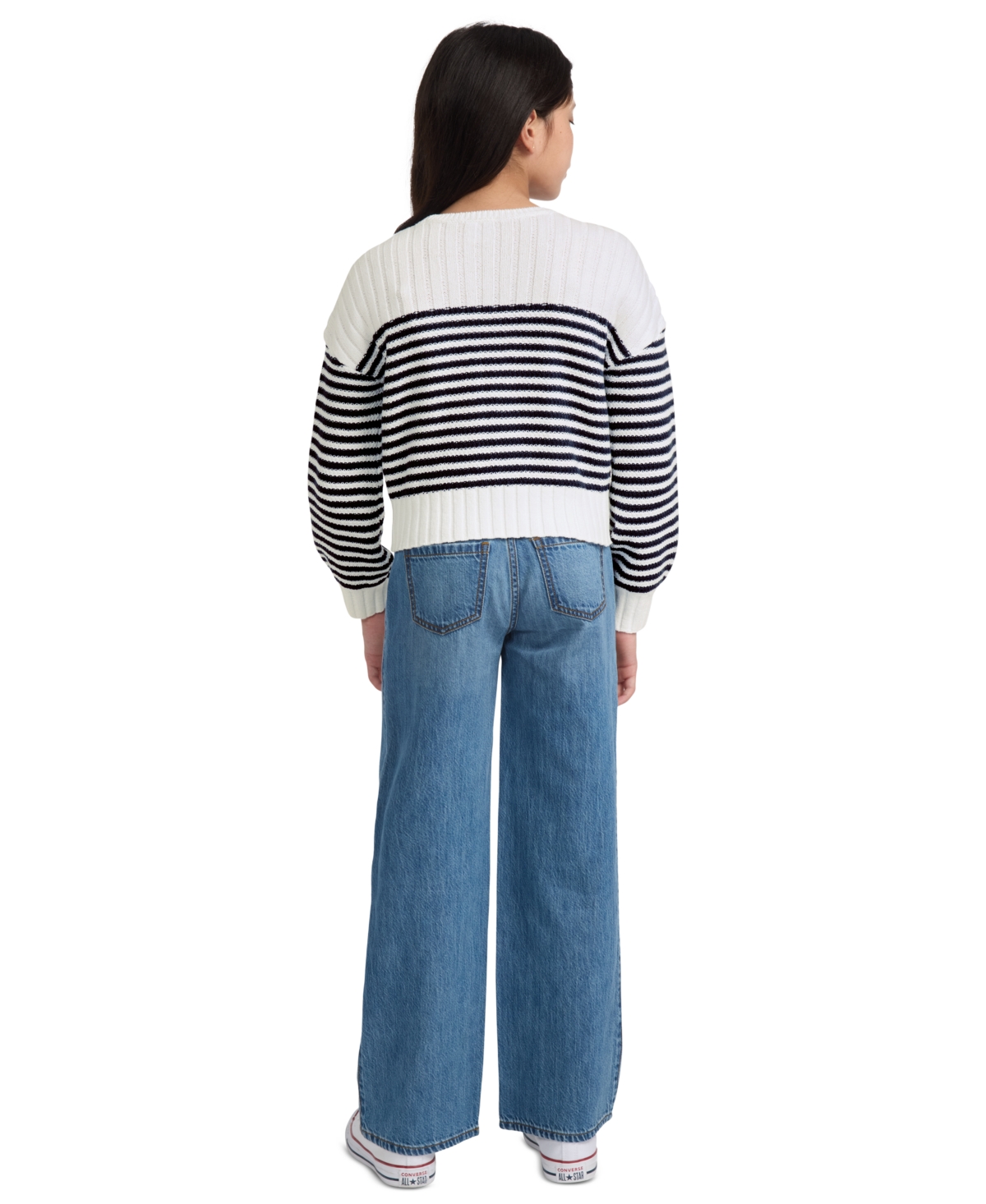 Abercrombie Girls Striped Crewneck Sweater In Blue