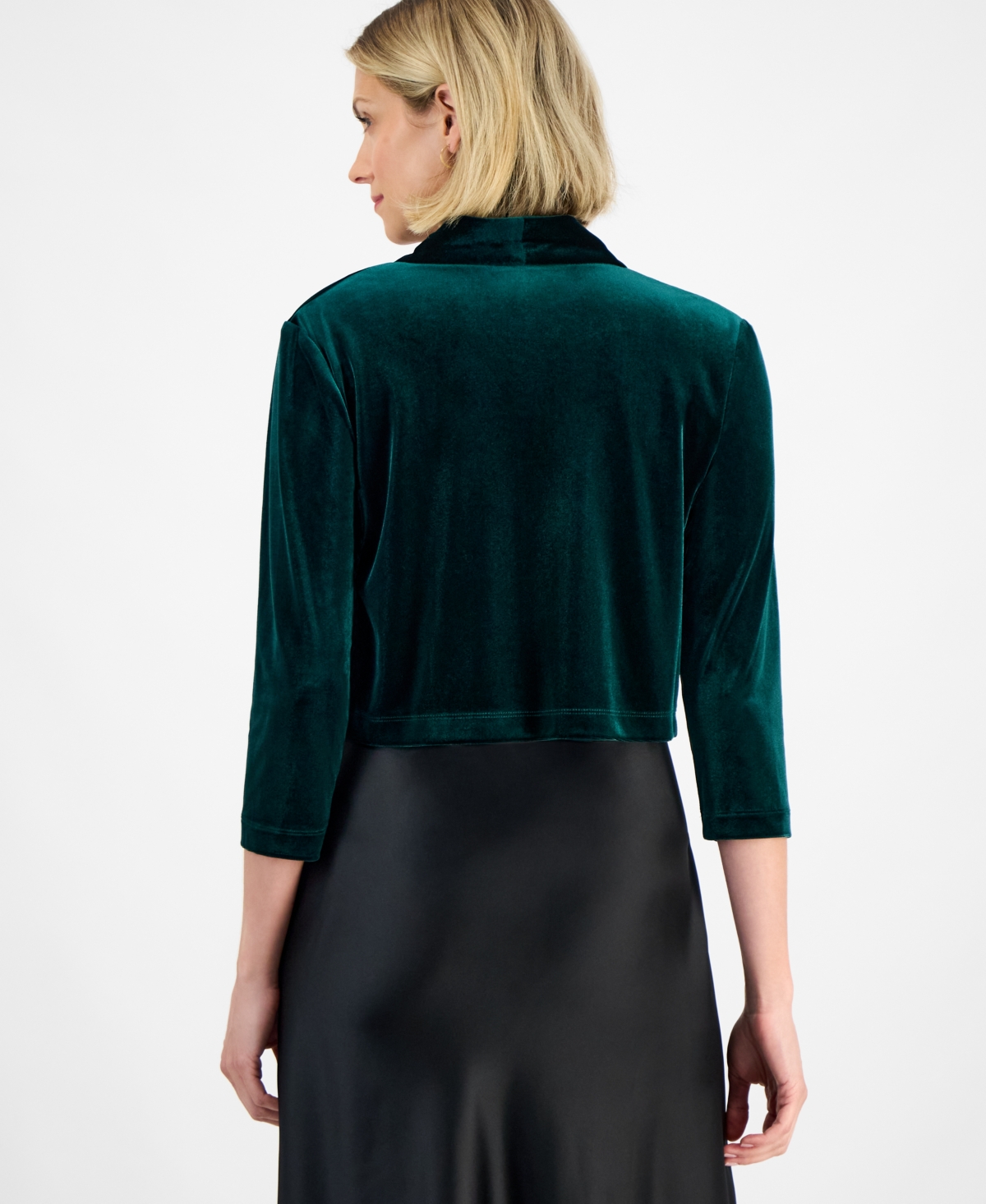 Connected Women's Velvet 3/4-Sleeve Shrug Jacket