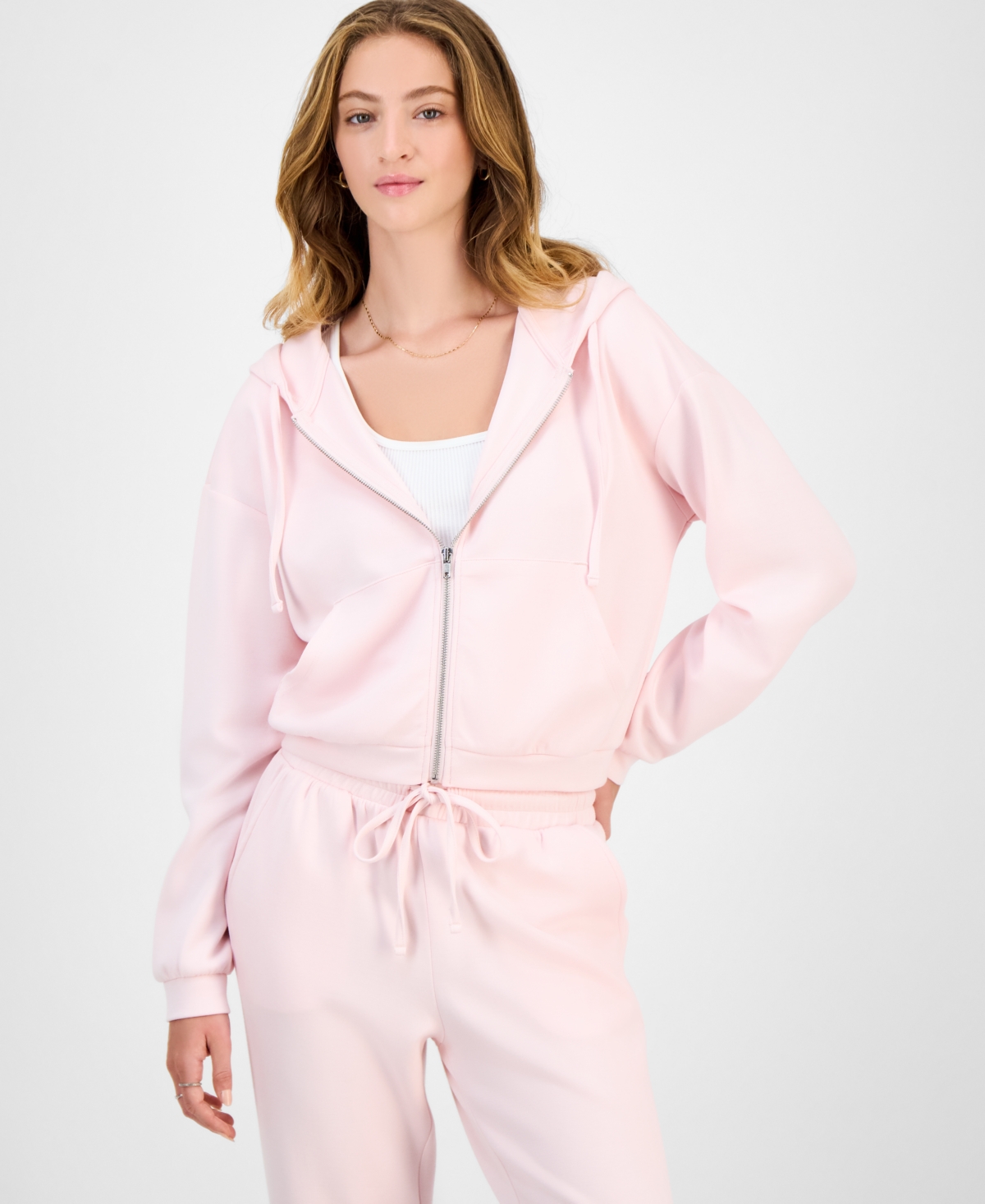 Topson Downs Juniors' Zip-up Scuba Sweatshirt In Pink