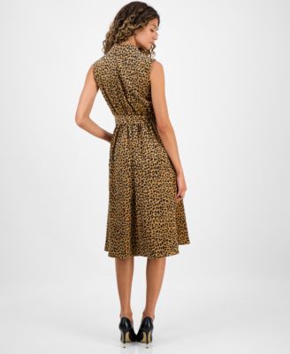 Women's Sleeveless Animal-Print Shirtdress