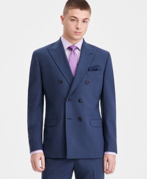 Мужские куртки Bar III Slim-Fit Wool-Blend Double Breasted Suit Separates, цвет: Синий