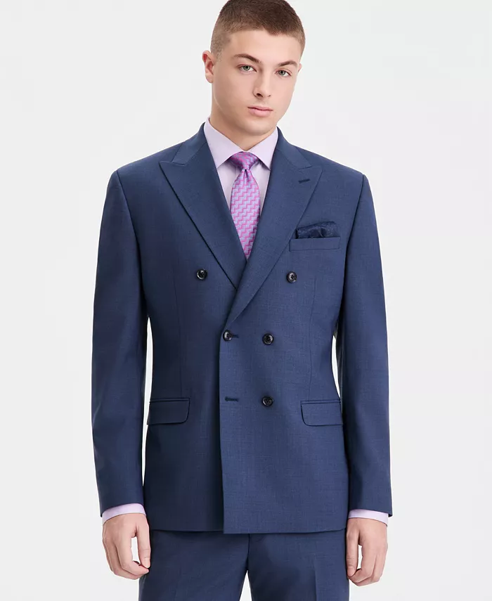Men's Slim-Fit Wool-Blend Double Breasted Suit Separates Jacket