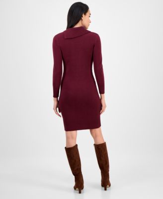 Women's Cable-Knit Fitted Long-Sleeve Sweater Dress