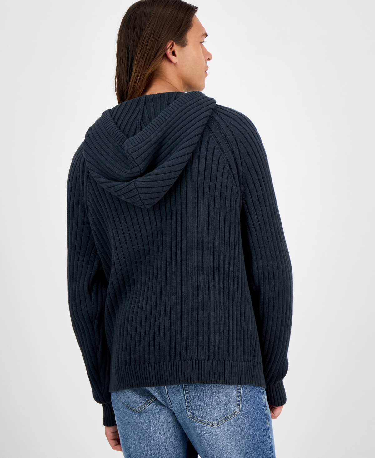 Sun + Stone Men's Ribbed Hooded Sweater, Created for Macy's