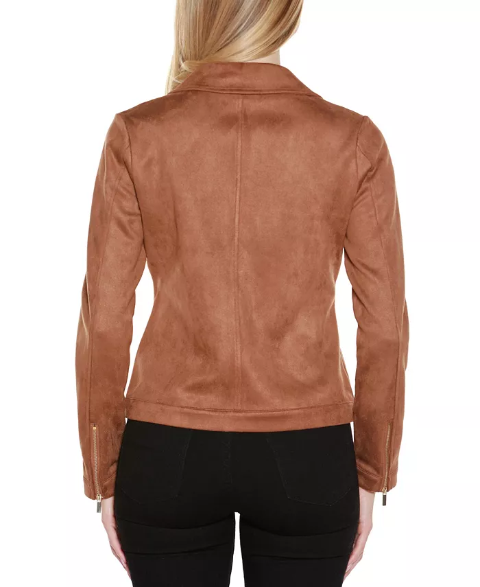 Women's Faux-Suede Moto Jacket - thumbnail 10