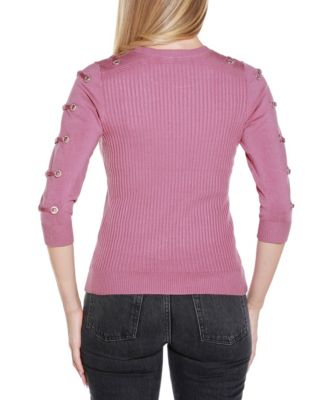Women's Grommet-Trim Ribbed Sweater