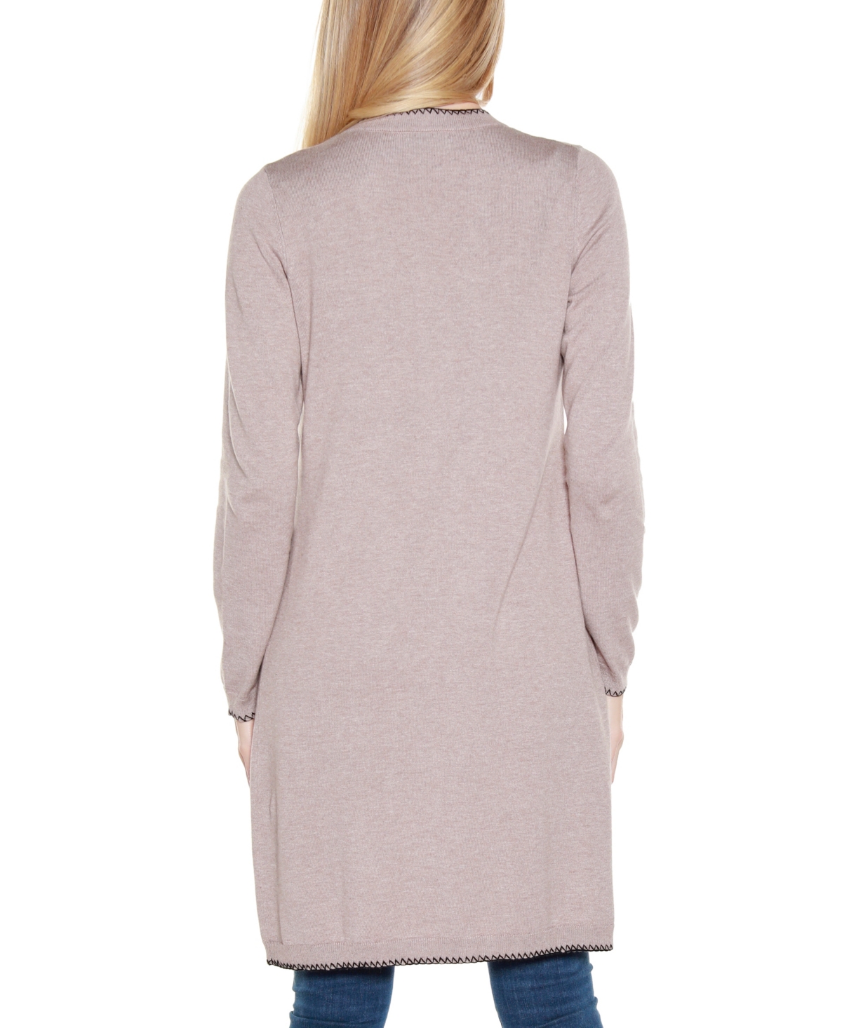 Belldini Plus Size Embroidered Open-front Cardigan Sweater In Purple