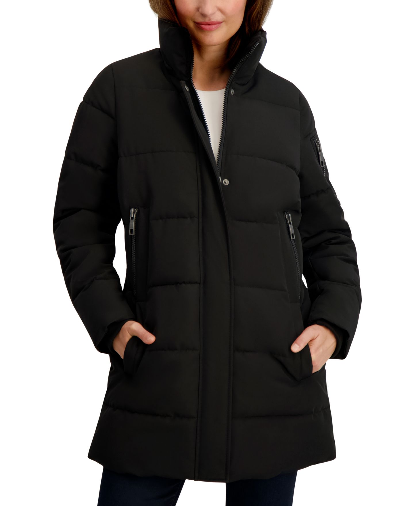 Женская куртка Nautica Faux-Fur-Trim Hooded Puffer, цвет: Чёрный — фото 8