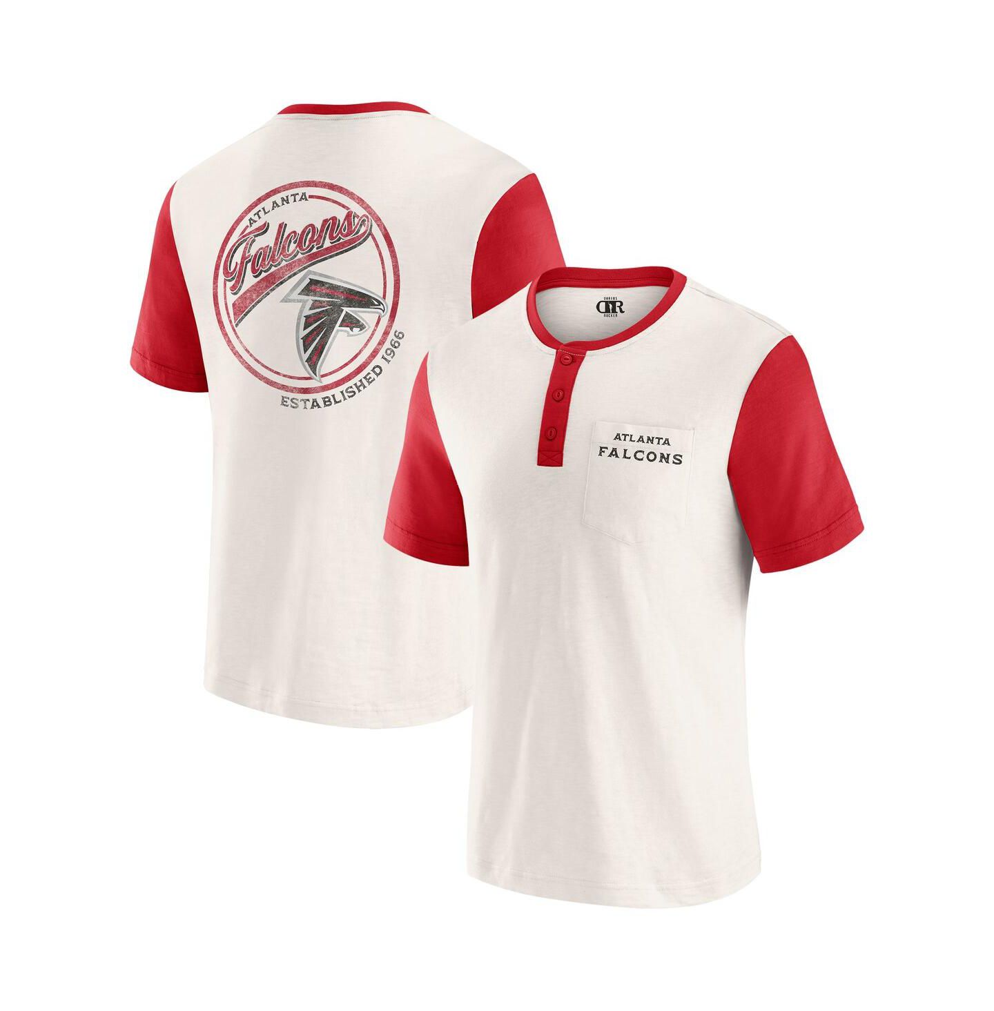 Мужская футболка Fanatics Darius Rucker Collection by Cream Atlanta Falcons Henley Color Block Slub Pocket — фото 1