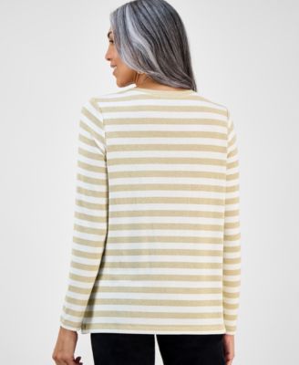 Women's Printed Boat Neck Long-Sleeve T-Shirt, Exclusively at Macy's