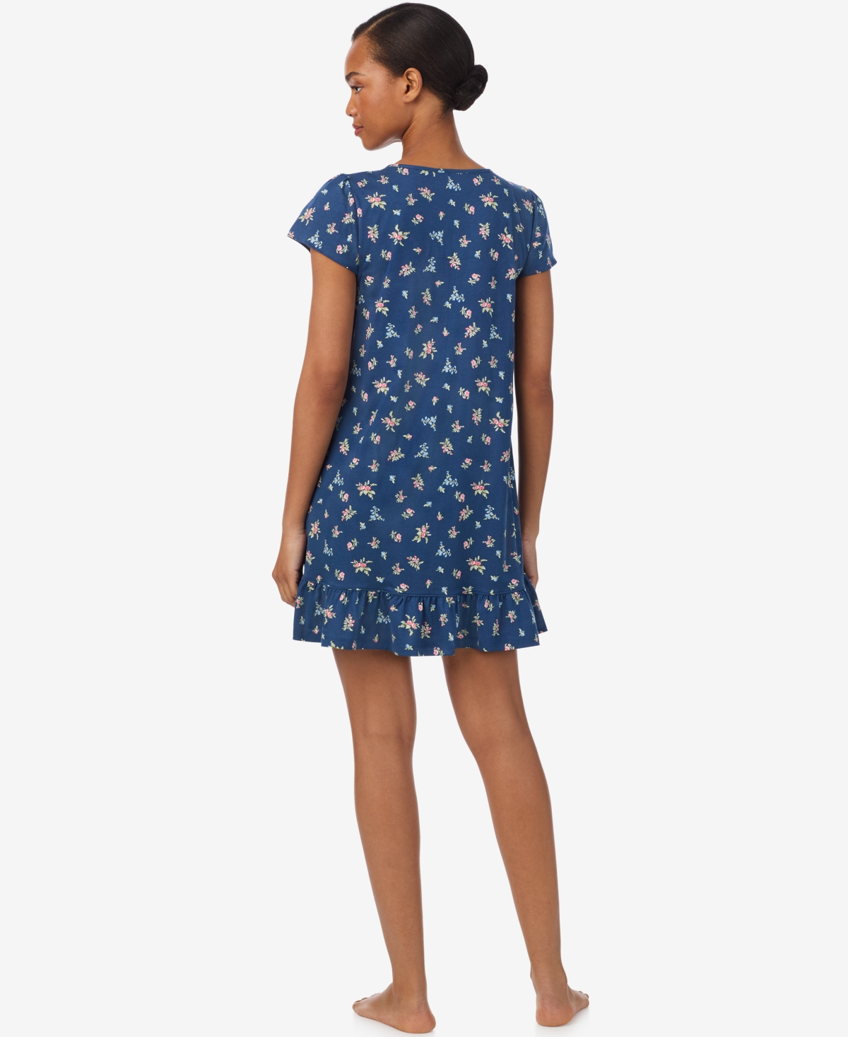 Ralph Lauren Plus Size Flutter Sleeve Short Nightgown In Blue