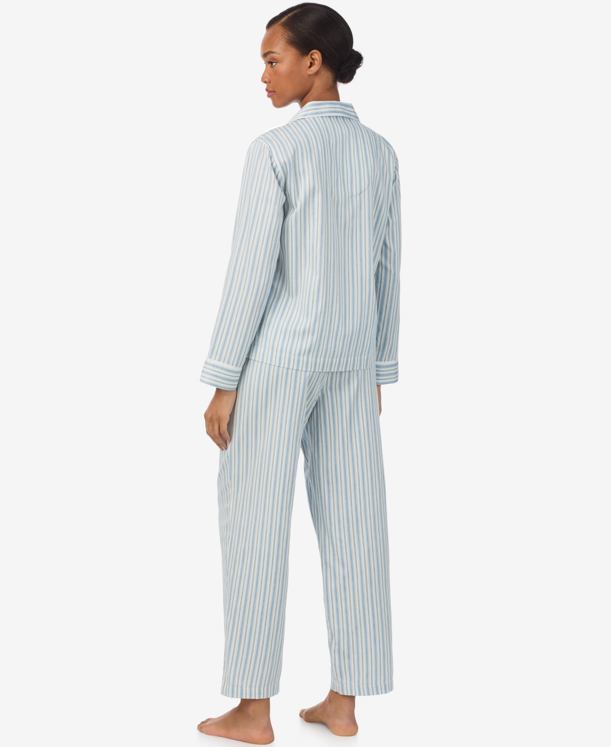 Ralph Lauren Petite Long Sleeve Pajama Set In Blue