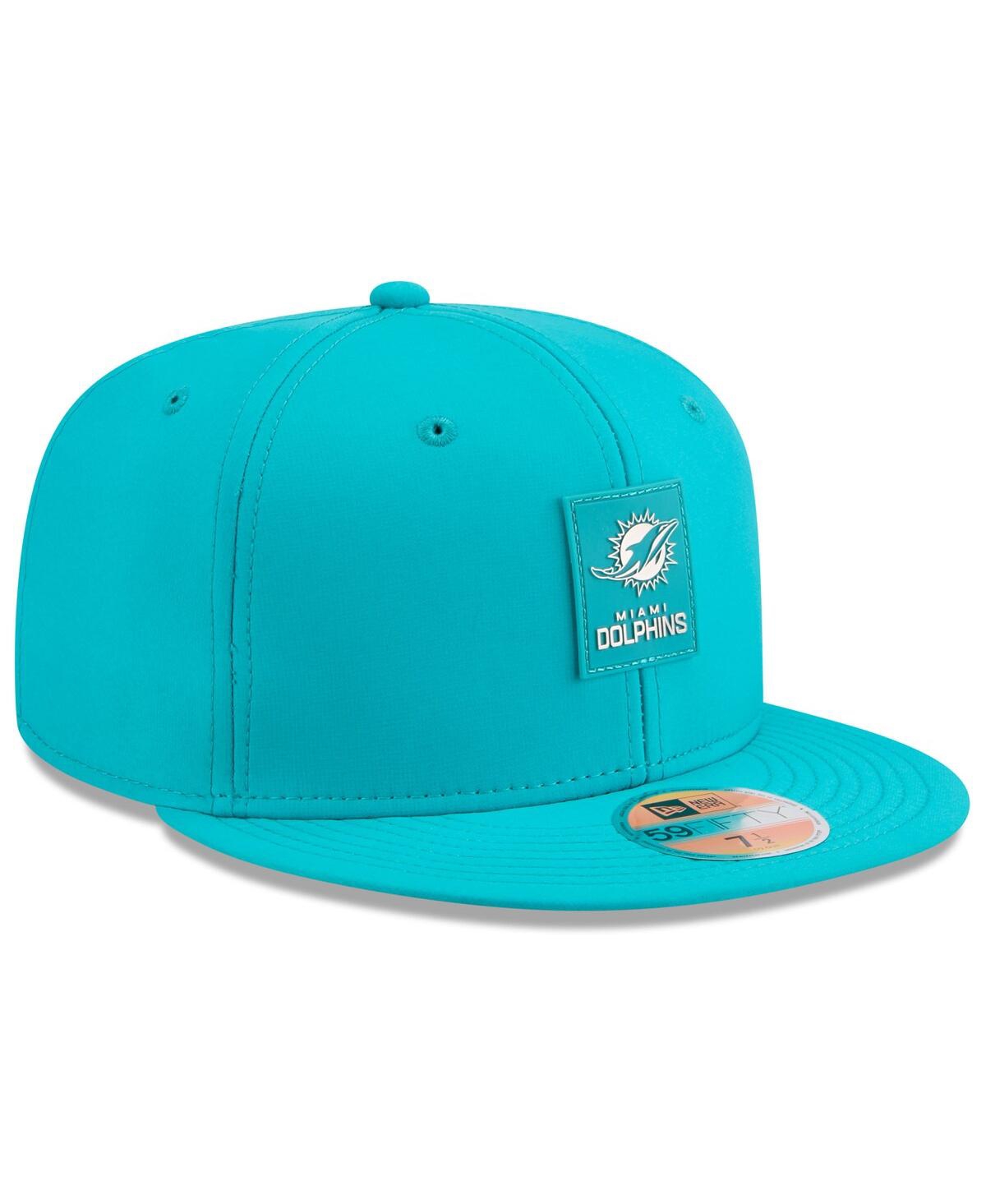 New Era Men's Aqua Miami Dolphins 2025 Sideline 59fifty Fitted Hat In Blue