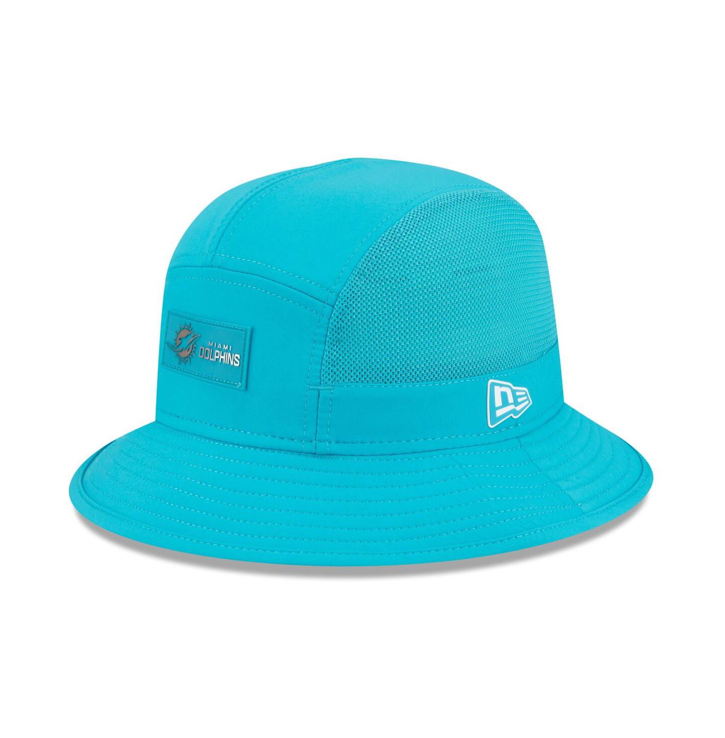 Мужская панама New Era Aqua Miami Dolphins 2025 Sideline Bucket Hat — фото 1