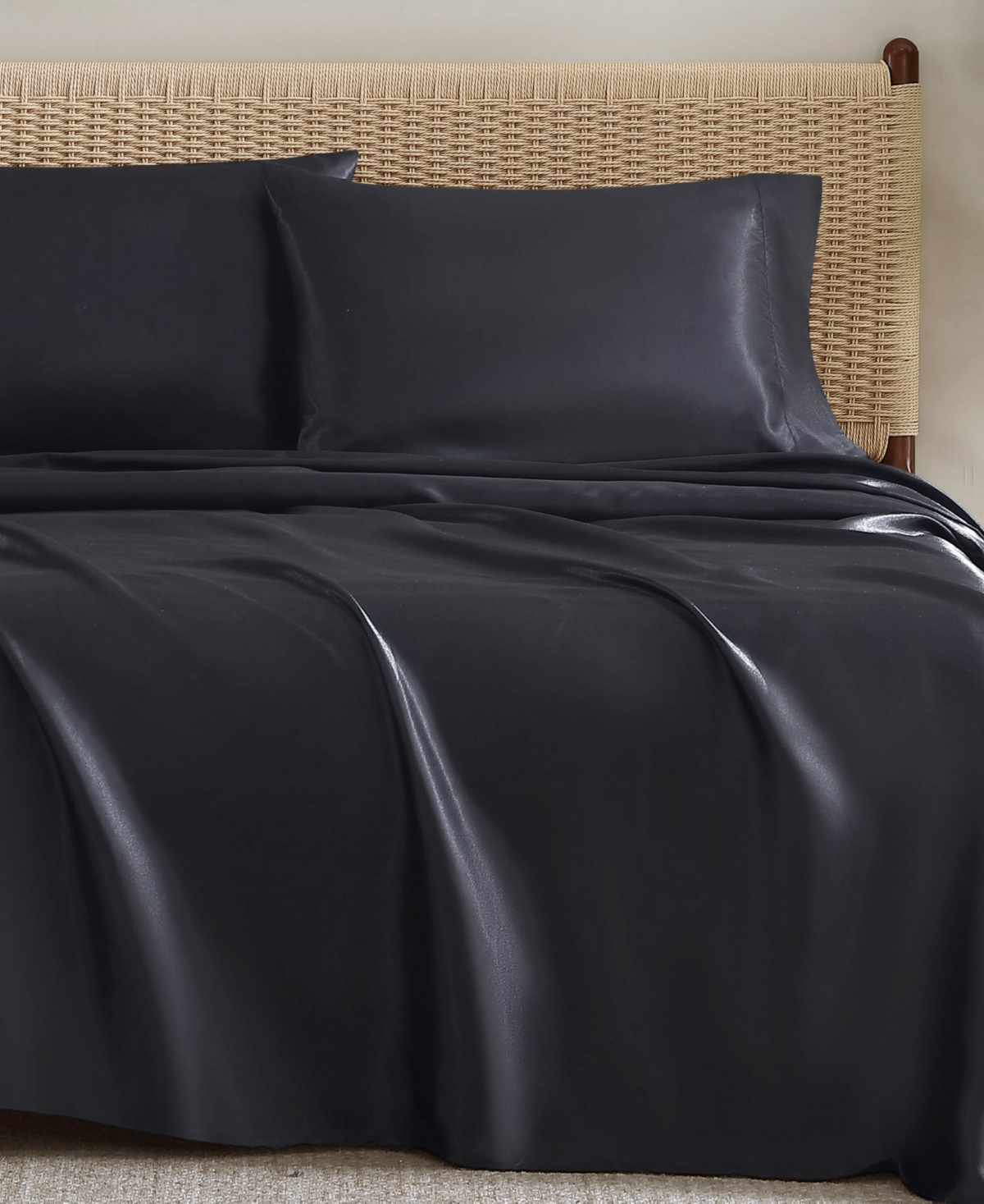 Jessica Simpson Silky Satin 4-pc. Sheet Set, King In Black