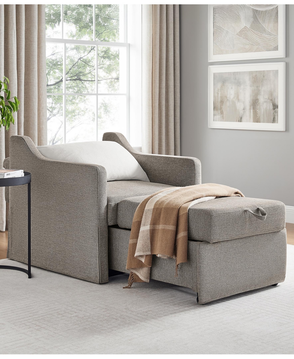 Serta 35" Polyester Harley Convertible Single Sleeper Chair In Gray