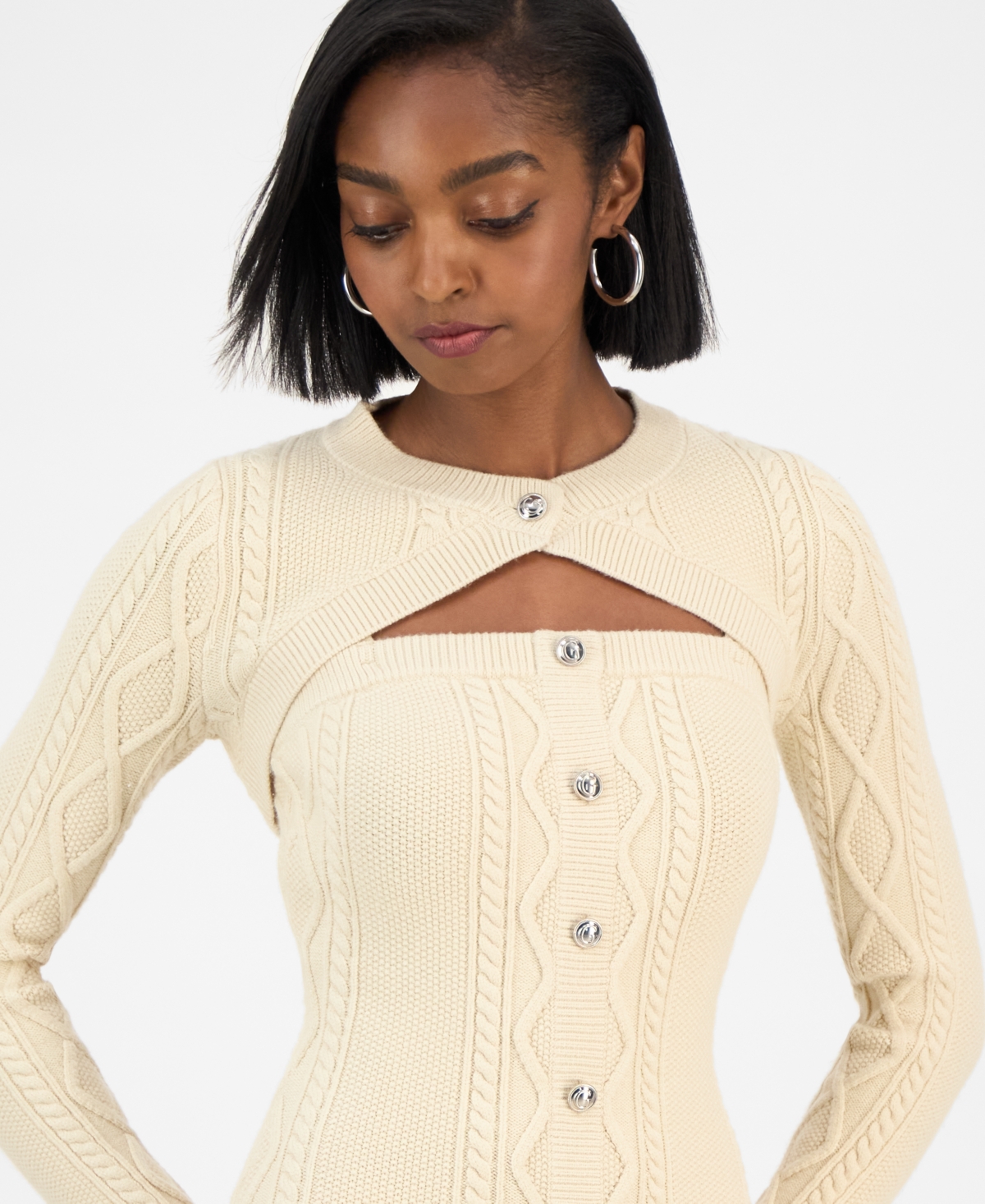 Guess Women's Daphne Shrug Sweater Dress In Neutral