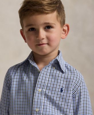 Toddler and Little Boys Striped Cotton Poplin Shirt