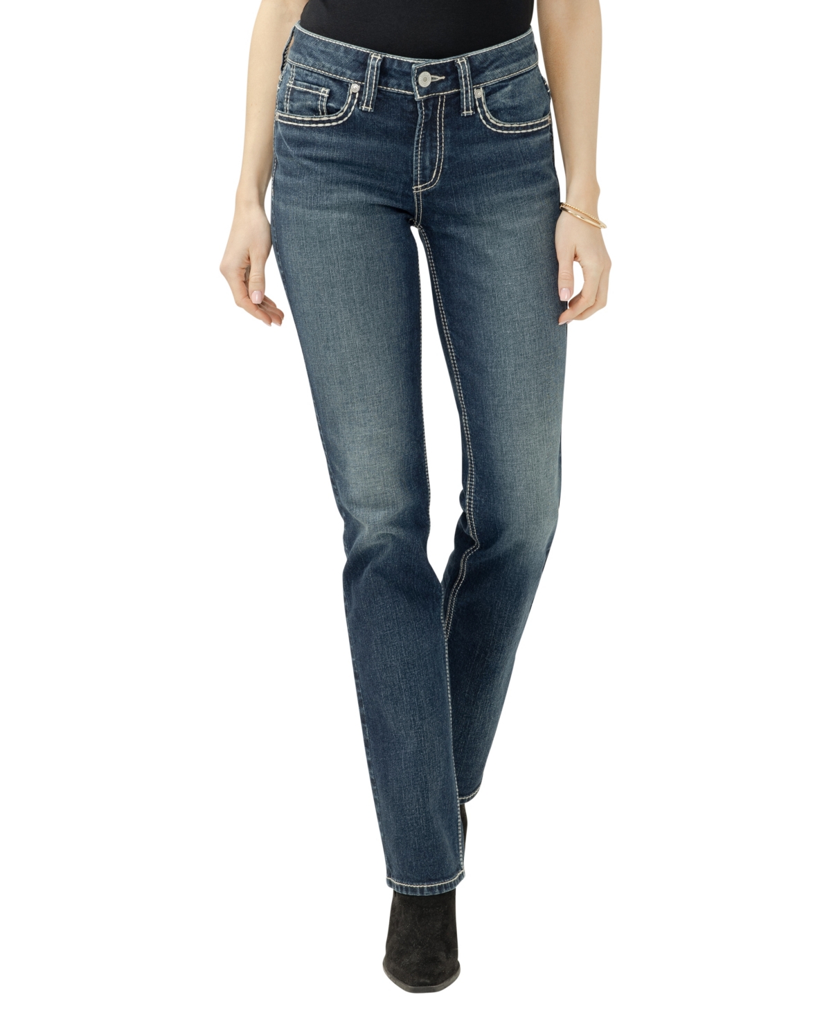 Silver Jeans Co. Suki Curvy Mid Rise Slim Bootcut Jeans In Blue