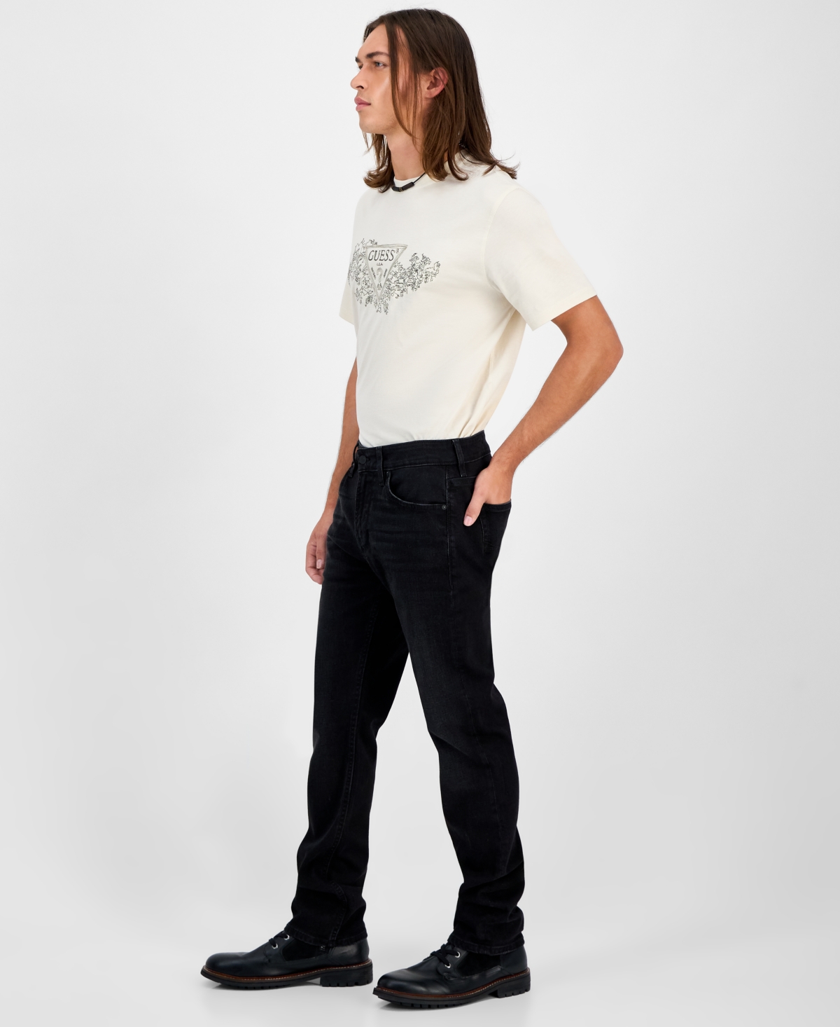 Guess Men's Davis Straight-fit Jeans In Black
