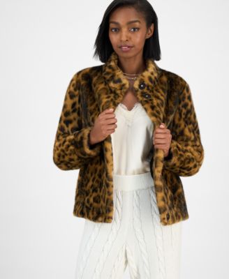 GUESS - Women's Luna Leopard Faux Fur Jacket