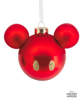 Disney Mickey Mouse Ears Icon Glass Christmas Tree Ornament
