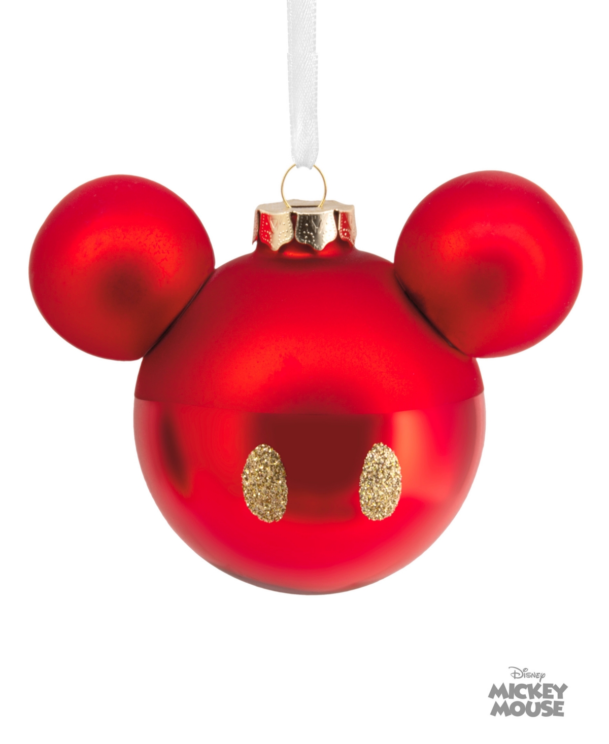 Hallmark Disney Mickey Mouse Ears Icon Glass Christmas Tree Ornament In Multi