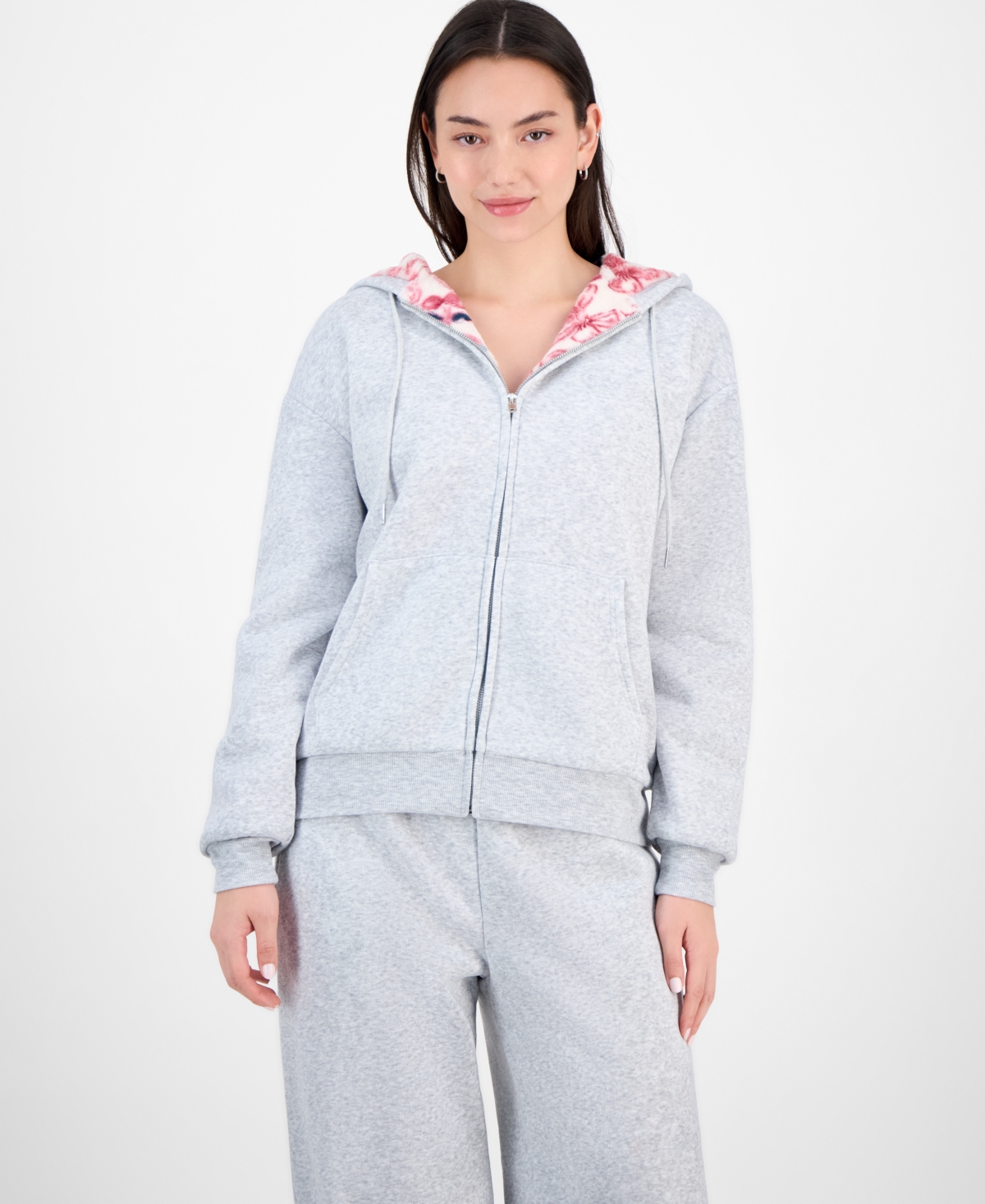 Ultra Flirt Juniors' Full-zip Faux-fur-lined Hoodie In Blue