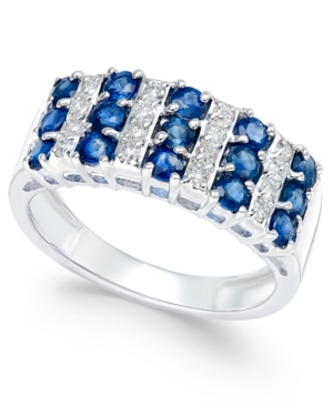 image of Sapphire (1-1/2 ct. t.w.) and Diamond (1/5 ct. t.w.) Statement Ring in 14k White Gold