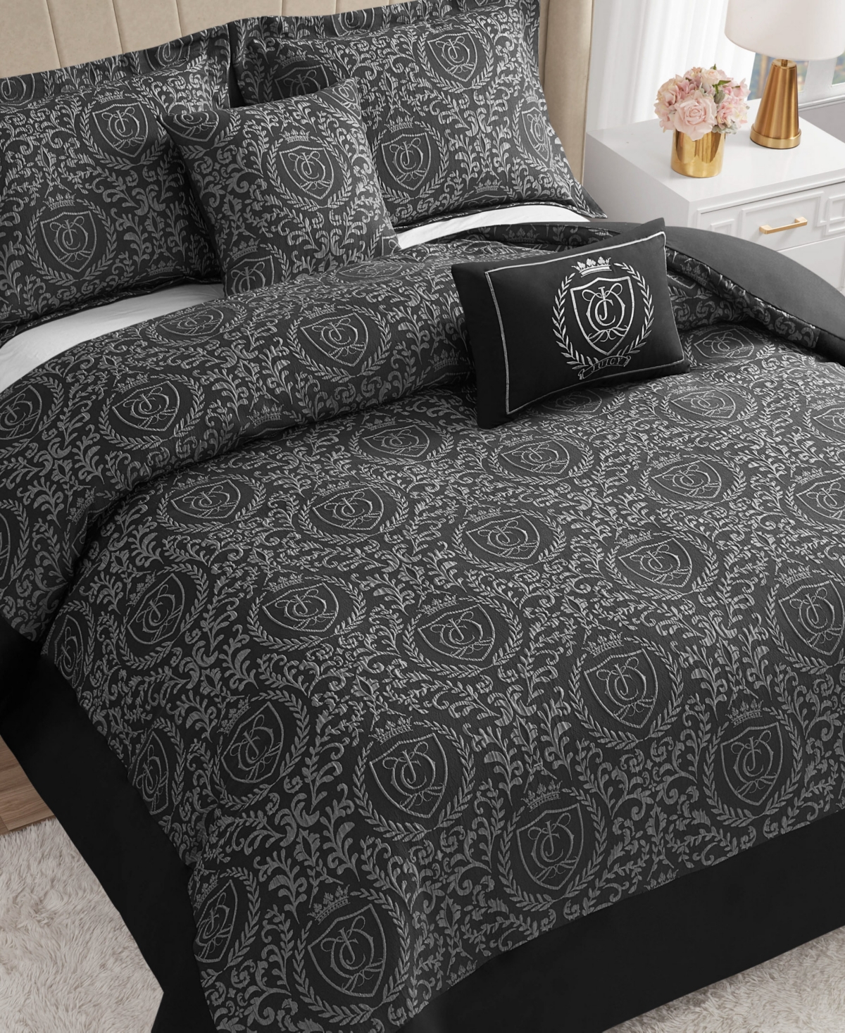 Juicy Couture Dovona 5-piece Comforter Set, King In Black