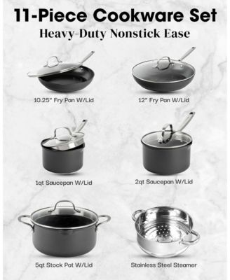 Professional 2x Hard Anodized 11-Piece Ceramic Nonstick Cookware Set