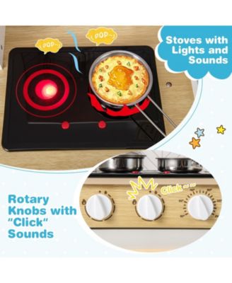 Kids Kitchen Playset with Lights Sounds Microwave Stoves Sink Oven and Cooking Accessories