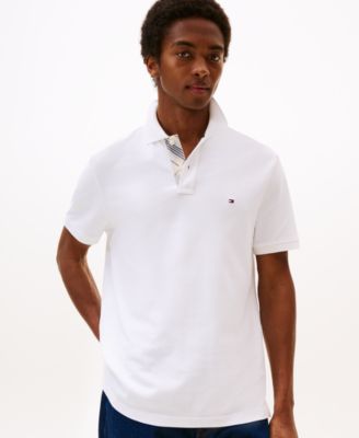 Men's Regular Fit Plaid Placket Interest Pique Polo Shirt