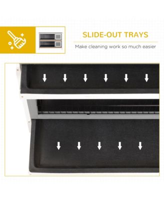 Wooden Bunny Cage w/ Dividers and Pull Out Trays for Outdoors, Dark