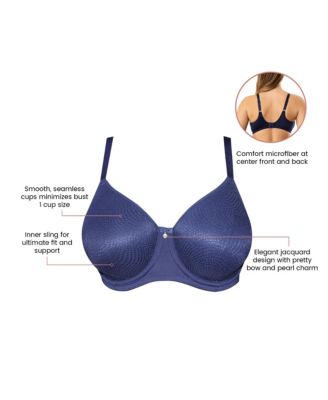 Women's Pearl Non-Padded Seamless Minimizer Bra, Navy, 42H