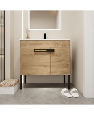 36 Inch Bathroom Vanity with Optional Floating or Freestanding Design and Sink