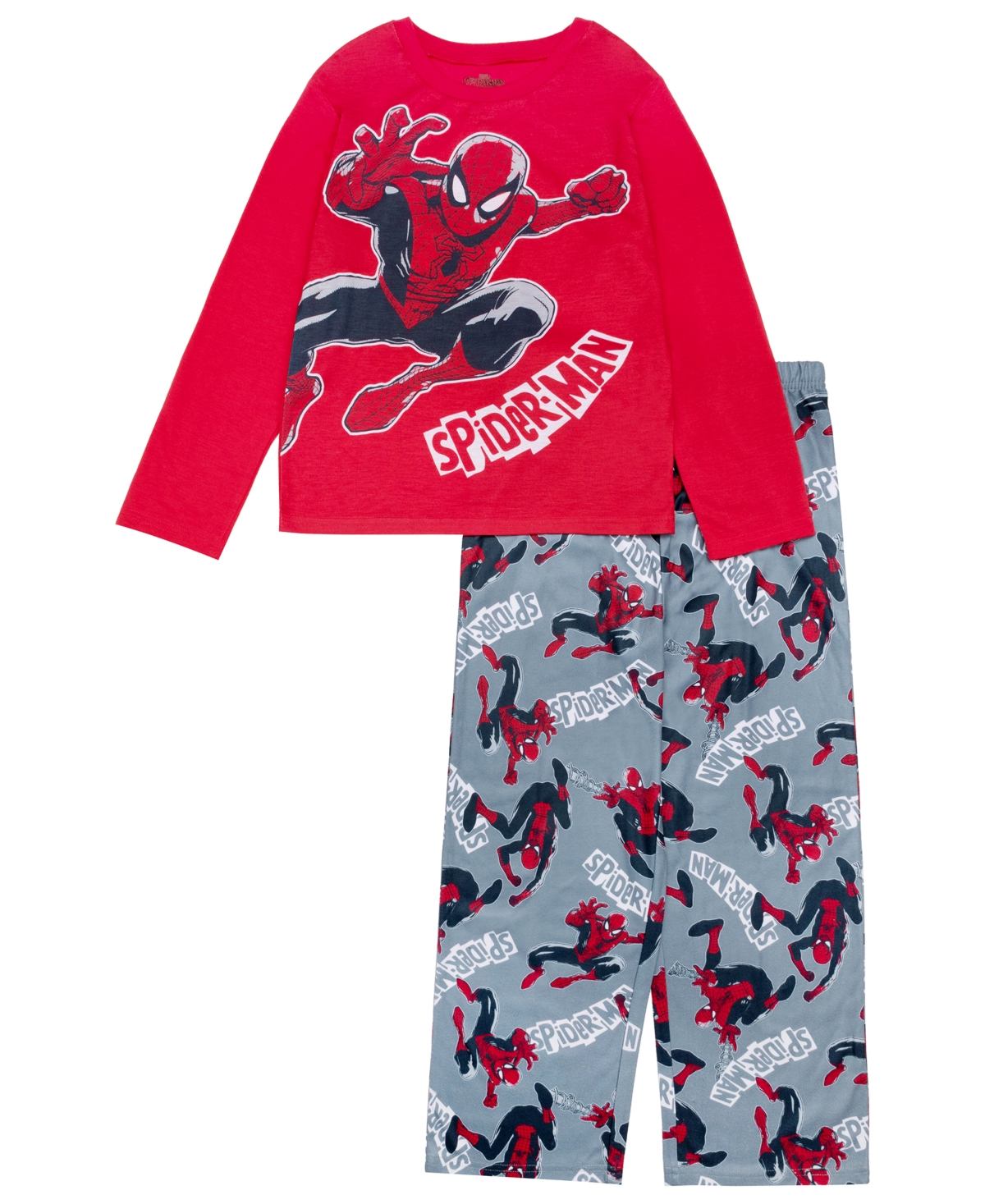 Ame Little and Big Boys 2-Piece Spiderman Long Sleeve Top Open Leg Pants Pajama Set