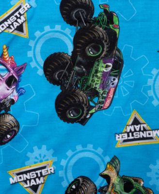 Little and Big Boys' Monster Jam Short Sleeve Top and Open Leg Pants Pajama, 2-Piece Set