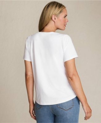 Women's Plus Size Short Sleeve Lightweight Jersey Gathered Shoulder T-Shirt