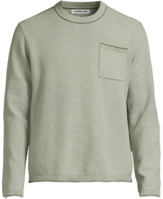 Men's Long Sleeve Textured Cotton Crewneck Sweater