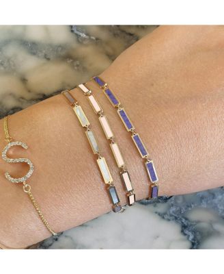 Pink Pearl Bar Bracelet 14K Gold