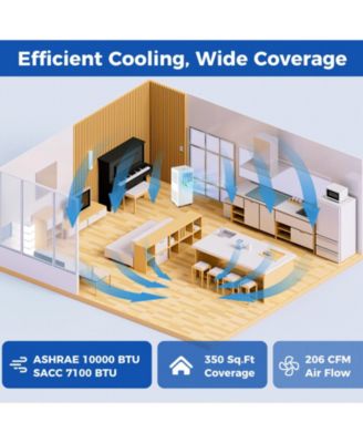 10000 BTU Portable Air Conditioner Cools up to 350 Sq wth 24H Timer