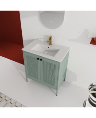 30" Freestanding Bathroom Vanity with Ceramic Sink and Storage Cabinet