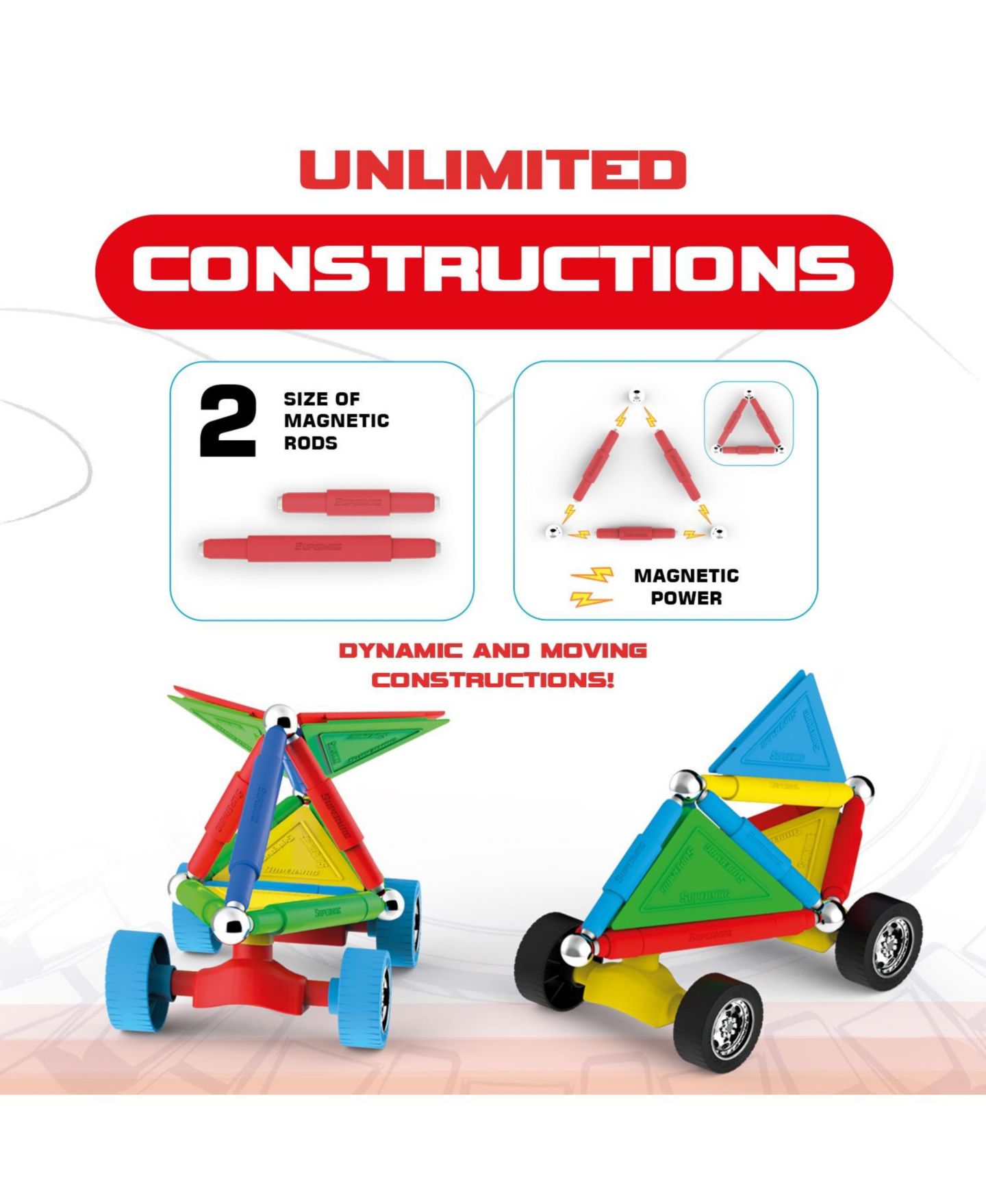 Детский конструктор Tinamiri SuperMag Wheels 40 — фото 5