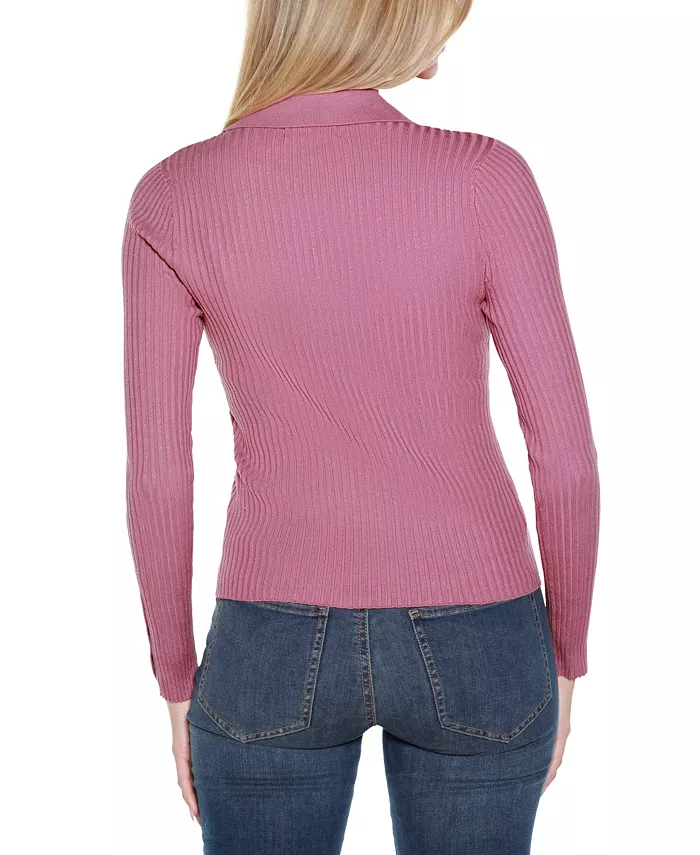 Women's Long Sleeve Johnny Collar Sweater - thumbnail 4