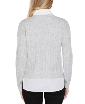 Women's Bow-Trim Two-Fer Sweater