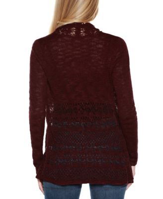 Women's Open-Front Pointelle-Trim Cardigan Sweater