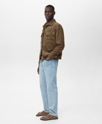 Men's Suede Leather-Effect Overshirt