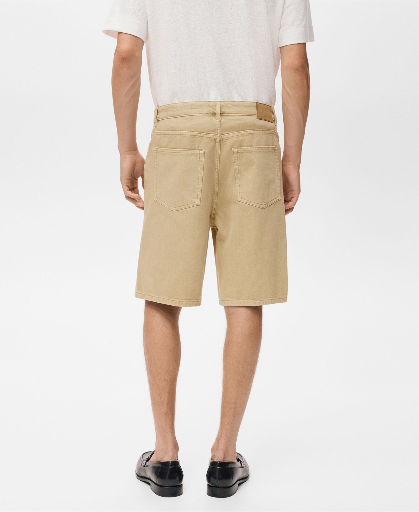 Мужские шорты Mango Denim Relaxed-Fit 9.53" Bermuda, цвет: Бежевый — фото 3